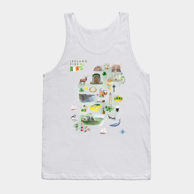 Illustrated Map of Ireland Tank Top by crazycanonmom